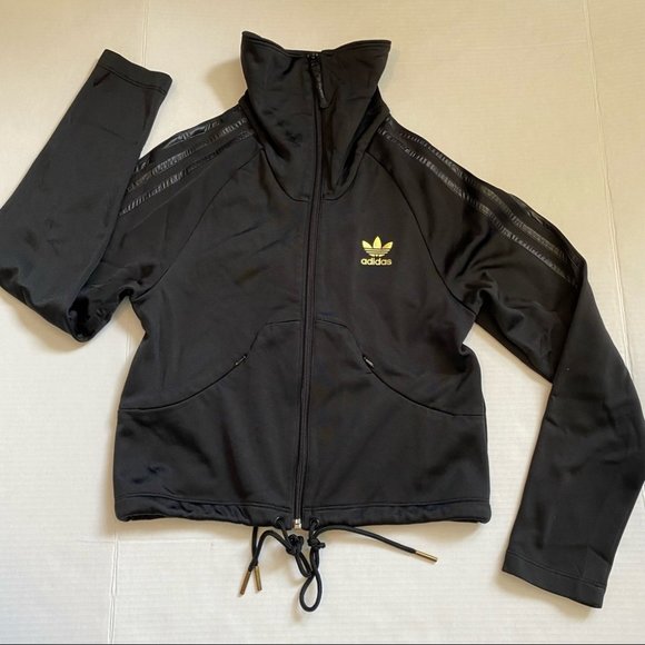 Adidas trefoil women’s full zip high neck track jacket satin 3 stripes - small - Picture 9 of 15